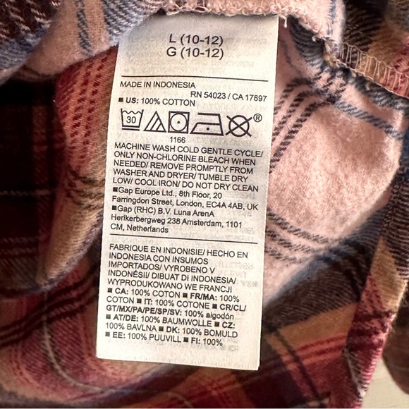 Old Navy Plaid Flannel Button Down Shirt Girl’s Size Large 10-12 - Picture 5 of 5
